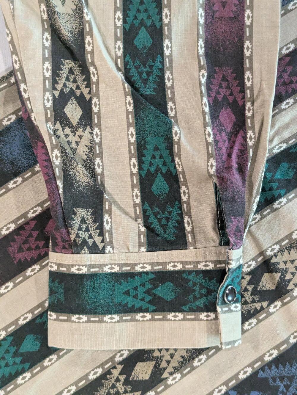 Cowboy Shirt Mens XL Multicolor Aztec Long Sleeve Western Pearl Snap Pockets - Picture 3 of 7